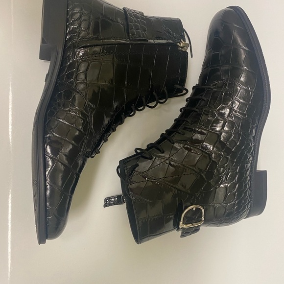 Tod's Ankle Boots Patent Croc-Embossed Black Leather 35.5 / US Size5.5 - Picture 5 of 10